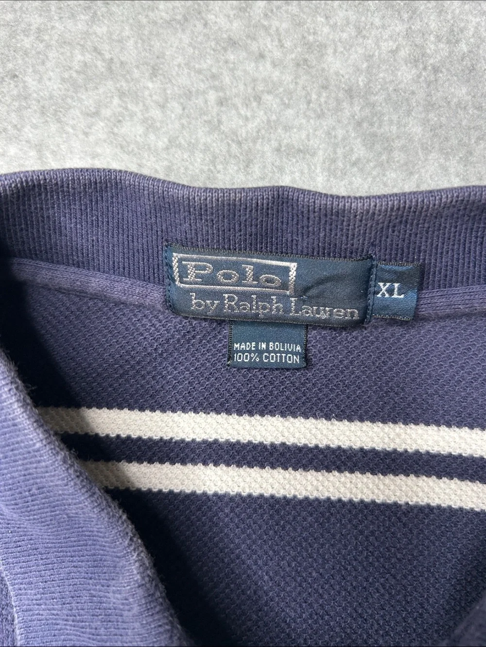 Polo‎ by Ralph Lauren Navy & White Striped Polo with Red Pony
